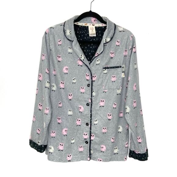 Munki Munki Owl Print PJ Top Medium - Picture 1 of 7